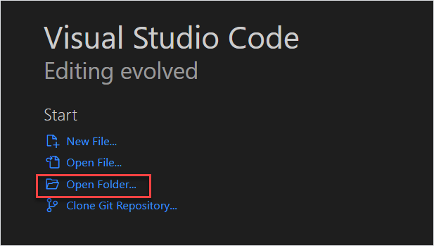 Open folder in VS Code